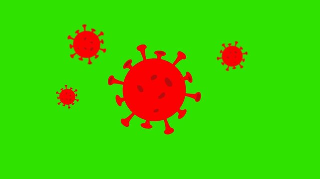 Floating virus animation isolated green screen background, showing contagious movement and contamination. medical visual effect cartoon for education