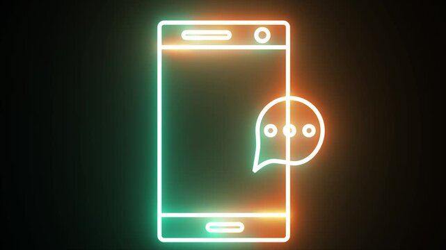phone with messages icon set with two different blur colors bearing black background.