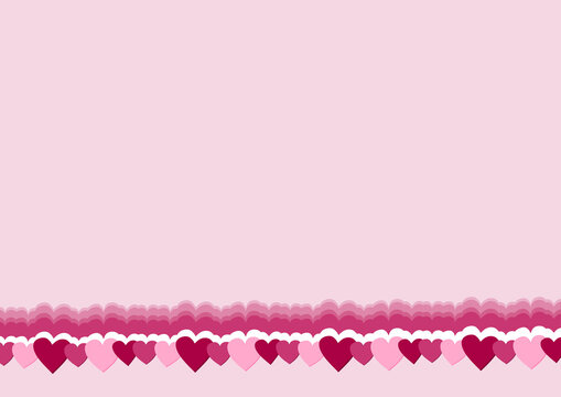 Romantischer Herz-Hintergrund in Rosa mit dekorativer Bord&uuml;re - flammende Herzen