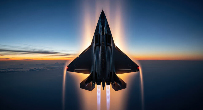 Concept Fighter Jet at Sunset