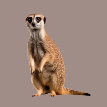 Alert meerkat standing on guard animation isolated asset, transparent 4K video, alpha channel, ProRes 4444