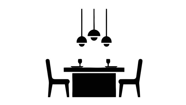 Dining table setting silhouette icon