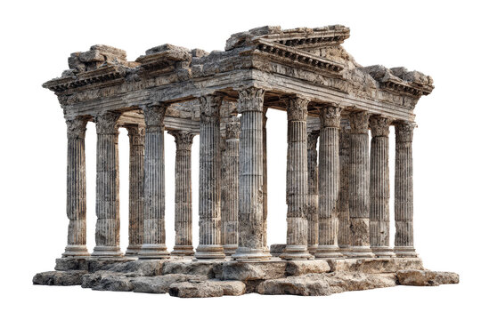 Ancient Greek-style Ruined Temple with Columns