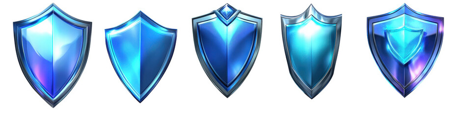 Set of Five Blue Fantasy Shields