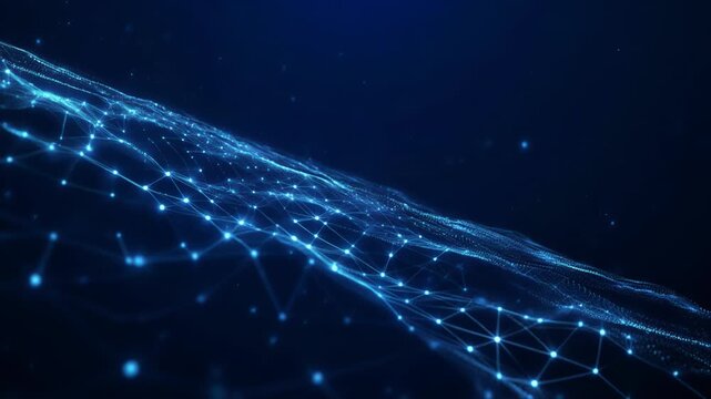 Abstract Digital Technology Network Wave with Connected Nodes