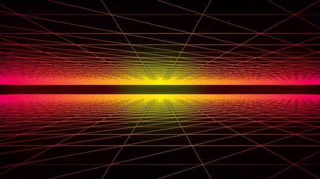 Retro sci -- fi grid moving tunnel object made by dots.