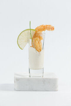 Crispy Shrimp Shot with Lime Cream Sauce