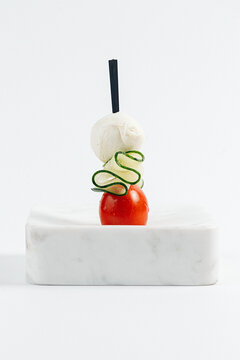Caprese Skewer with Mozzarella, Cherry Tomato and Cucumber Ribbon