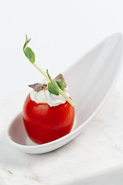 Stuffed Cherry Tomato with Cream Cheese and Anchovy