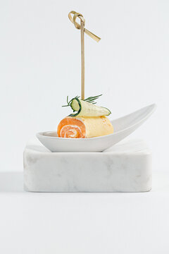 Salmon Roll Canap&eacute; with Cucumber and Dill