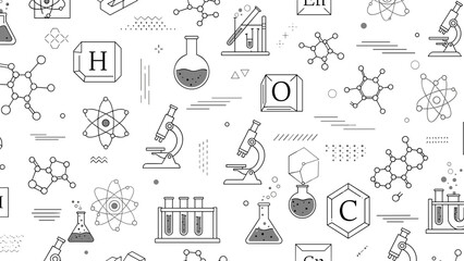 Fototapeta premium Science and chemistry icons and symbols