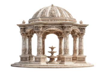 Ornate Stone Gazebo with Central Fountain