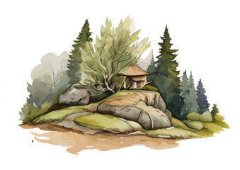 Lanscape pine watercolor