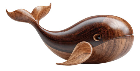 Handcrafted Wooden Whale Figurine with Multicolor Patterns