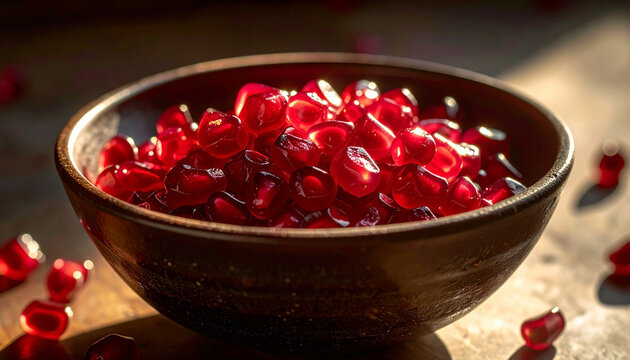 Pomegranate seeds in bowl