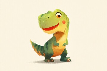 Fototapeta premium Cheerful Tyrannosaurus cartoon illustration for children's books on a white background