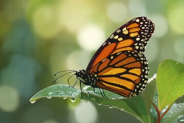 Obraz premium Digital illustration of a monarch butterfly with vivid orange wings and intricate black markings