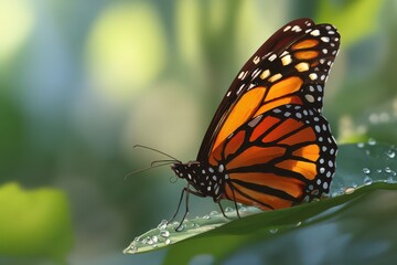 Fototapeta premium Hyper-realistic digital art of a monarch butterfly showing detailed wing pattern and texture