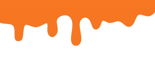 flowing melted caramel on white background. honey illustration. colorful wavy liquid corner. melting slime design element. abstract honey dripping pattern. dripping yellow paint.