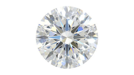 Sparkling Round Brilliant Cut Diamond Gemstone with Fire and Brilliance Isolated