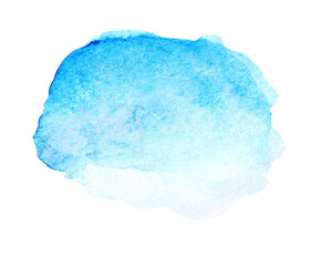 Stroke of light blue watercolor paint isolated on white, top view