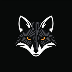 Futuristic Fox With Circuit Patterns, Modern Tech Mascot