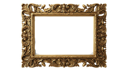 Magnificent ornate gold antique picture frame, richly carved, with blank central area for content integration
