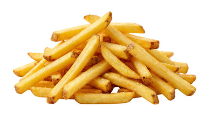 Pile of golden brown french fries cooked to perfection and seasoned with salt, a classic snack