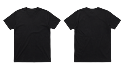 Blank black t-shirt mockup, front and back views for versatile design presentation and apparel branding projects