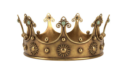 Exquisite Golden Royal Crown Adorned with Precious Gemstones, Symbolizing Power and Majesty on White Background