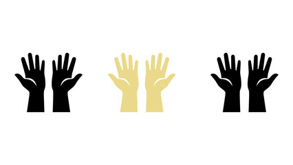 Obraz premium Colourful raised hands solid icon set symbol of support, unity, solidarity, and hope