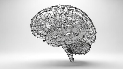 Innovation in Neural Design With Intricate Wireframe Brain Structure Showcasing Creativity and Technology