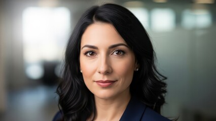 Naklejka premium Confident Businesswoman Exudes Professionalism in a Modern Office Setting During Daytime