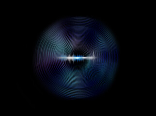 Audio waves on black background. Visual representation of sound