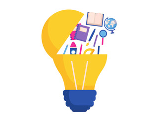 Creative Idea Concept Lightbulb with School Supplies © Riska