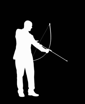 silhouette of a man in action with bow