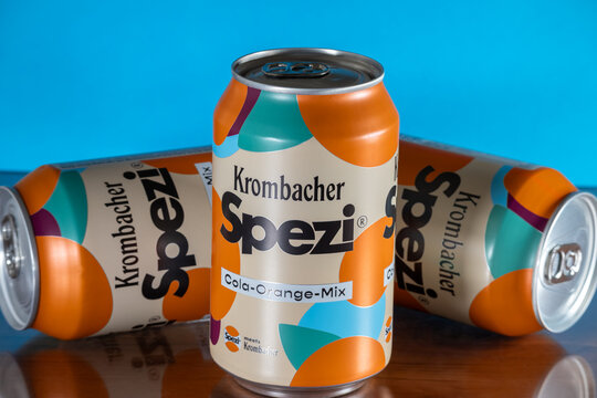 Krombacher Spezi Cans on Display