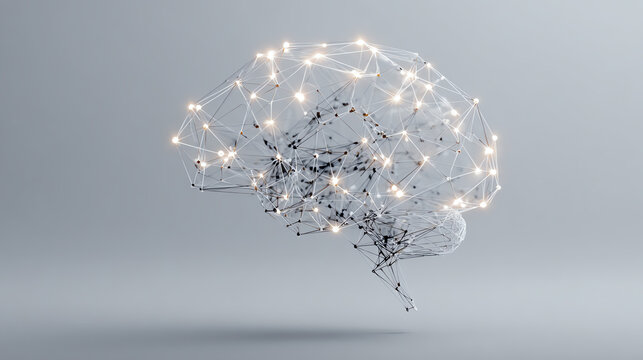 A digital representation of a brain symbolizing connectivity and intelligence through neural networks and light. - Powered by Adobe
