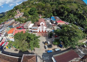 Caracol&iacute;, Antioquia - Colombia. December 28, 2025. Aerial drone view of Caracol&iacute;, one of the 125 municipalities in the department.
