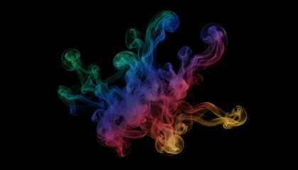Fototapeta premium Abstract image of colorful smoke against a black background. Swirling, vibrant hues