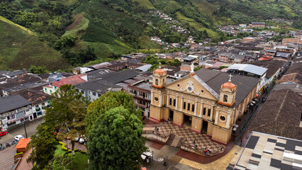 Pacora, Caldas - Colombia. October 5, 2025. Drone photography. Its foundation dates back to 1831.