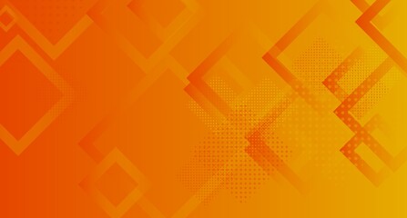 Vibrant orange and yellow gradients mix with floating squares and halftone dot patterns to create a dynamic and energetic modern background suitable for tech or creative themes.