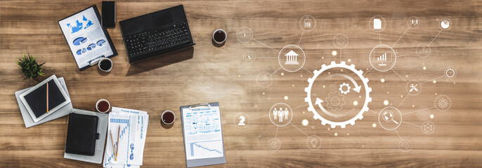 A business process automation and operations management system. A concept for integrating and automating core business functions for efficiency. Motif