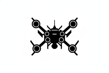 Modern Drone Silhouette: A sleek, modern drone, rendered in a striking monochrome silhouette against a clean backdrop, hints at cutting-edge technology and aerial capabilities.