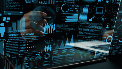 Dynamic visual representation of a communication network showcasing various data metrics, statistics, and interactive charts ideal for technology and digital environments. Cipher