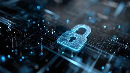 Digital padlock glowing circuit board evoking secure network protection and encrypted data flow with cybersecurity encryption and motherboard technology for vigilant digital security and data - Powered by Adobe
