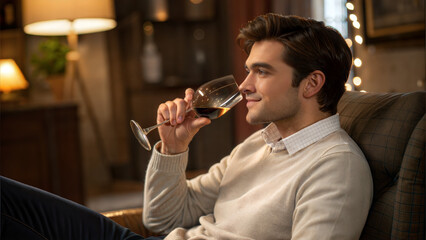 man drinking wine