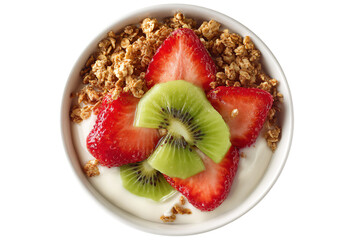 Bowl of Yogurt with Granola, Strawberries, and Kiwi
