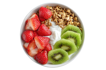 Bowl of Yogurt with Strawberries, Kiwis, and Granola