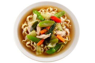 Bowl of Asian Noodle Soup with Vegetables